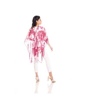 Pink and White Floral Print Multiway Button Poncho to keep you updated with the Latest Fashion 4