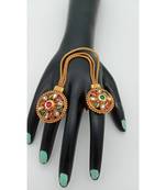 Gold Plated Double finger ring in Green and Ruby color for Multi Fingers