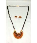 Mangalsutra in two mango metal ball design with 2 line Black and gold beads