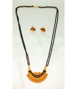 Mangalsutra in smile metal ball design with 2 line Black and gold beads