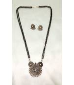 Mangalsutra in three round metal ball design with 2 line Black and Rhodim beads