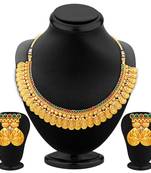 Sublime Gold Plated Temple Jewellery Necklace Set