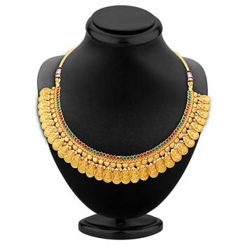 Sublime Gold Plated Temple Jewellery Necklace Set 3