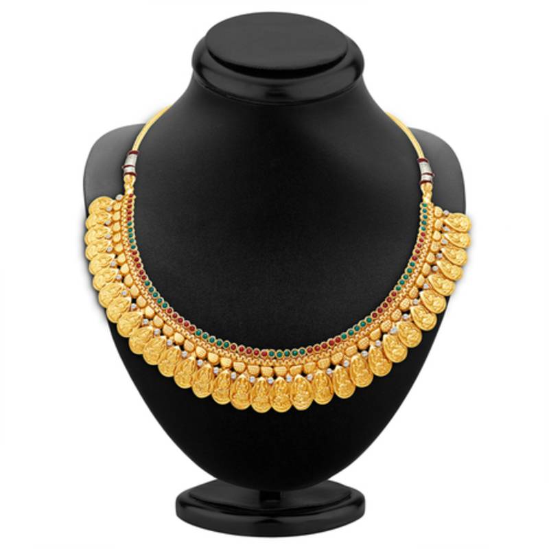 Sublime Gold Plated Temple Jewellery Necklace Set
