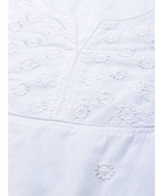 Ada Women Hand Embroidered White Cotton Chikankari Kurta Set - A811198 5