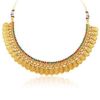 Sublime Gold Plated Temple Jewellery Necklace Set 4
