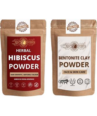 Hibiscus and Bentonite Clay Powder For Face Pack  For  Face Mask    Natural & Herbal 1