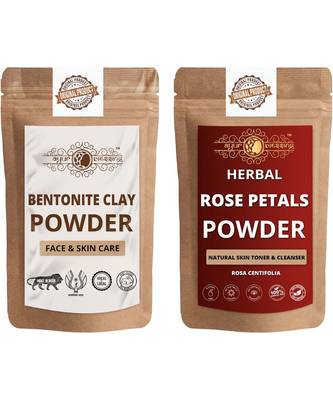 Bentonite Clay and Rose Petals Powder For Face Pack  For  Face Mask    Natural & Herbal 1