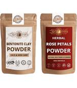 Bentonite Clay and Rose Petals Powder For Face Pack  For  Face Mask    Natural & Herbal