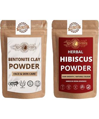 Bentonite Clay and Hibiscus Powder For Face Pack  For  Face Mask    Natural & Herbal 1