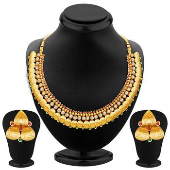 Fascinating Gold Plated Temple Jewellery Necklace Set 1