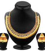 Fascinating Gold Plated Temple Jewellery Necklace Set