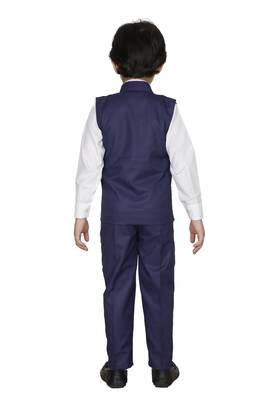 Blue plain cotton silk boys-suit 1