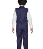 Blue plain cotton silk boys-suit