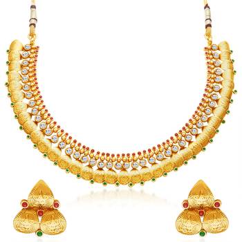 Fascinating Gold Plated Temple Jewellery Necklace Set 2