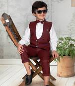 fourfolds boy's maroon 3-piece suit