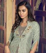 grey Art Silk semi stitched embroidered top & bottom with dupatta
