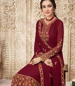 red Georgette unstitched embroidered top & bottom with dupatta