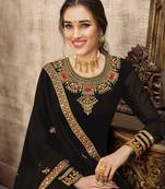black Georgette unstitched embroidered top & bottom with dupatta
