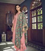 pink silk semi stitched embroidered top & bottom with dupatta