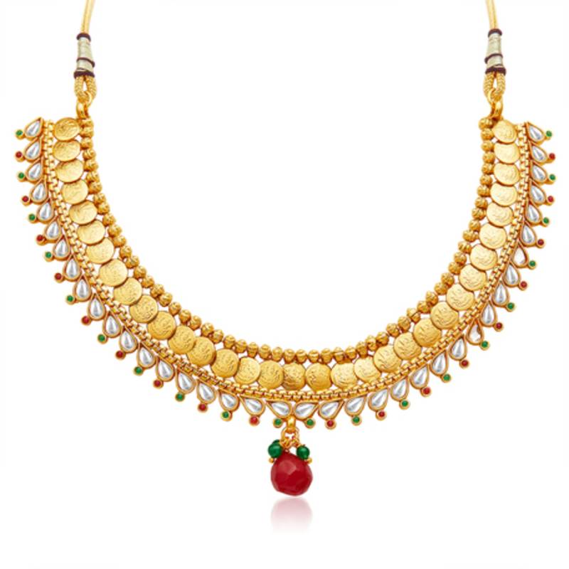 Marvellous Gold Plated Temple Jewellery Necklace Set