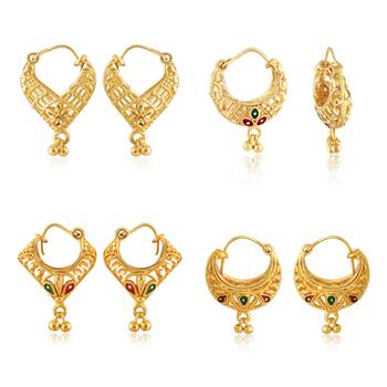 Diva Black Moti layer alloy jhumki Earring Antique Gold PlatedClip on Bucket basket and Chand Bali earring Combo 1
