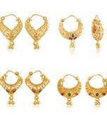 Diva Black Moti layer alloy jhumki Earring Antique Gold PlatedClip on Bucket basket and Chand Bali earring Combo