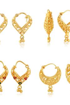 Allure Beautiful Gold Plated Clip on Bucket basket and Chand Bali earring Combo