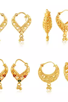 Allure Beautiful Gold Plated Clip on Bucket basket and Chand Bali earring Combo