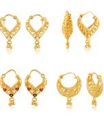 Allure Beautiful Gold Plated Clip on Bucket basket and Chand Bali earring Combo