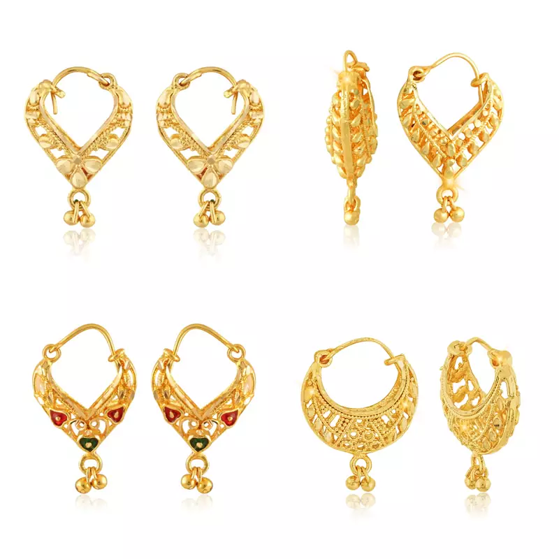 Allure Beautiful Gold Plated Clip on Bucket basket and Chand Bali earring Combo