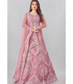 pink embroidered net lehenga-choli with dupatta