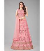 pink embroidered net lehenga-choli with dupatta