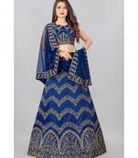 light-royal-blue embroidered silk lehenga-choli with dupatta