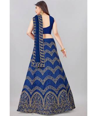 light-royal-blue embroidered silk lehenga-choli with dupatta 2