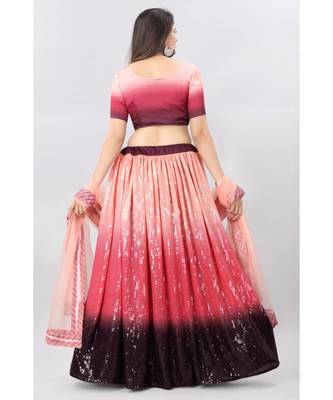 orange embroidered georgette lehenga-choli with dupatta 2