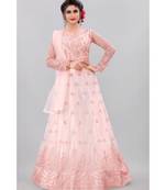 peach embroidered net lehenga-choli with dupatta