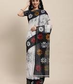 Divaastha Off White Tie and Dye Linen Blend Saree With Blouse