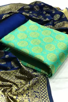  Light green Banarasi silk Unstitched dress material