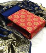 Tometo red Banarasi silk Unstitched dress material