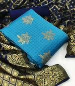  Light blue Banarasi silk Unstitched dress material