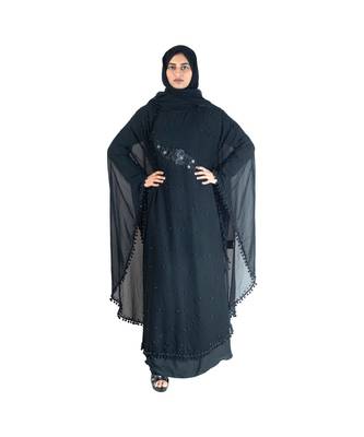 Black brasso art silk abaya 1