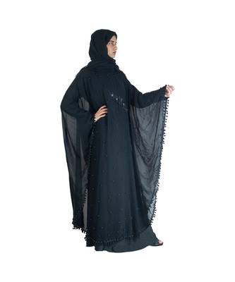 Black brasso art silk abaya 3