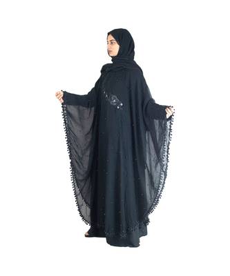 Black brasso art silk abaya 4