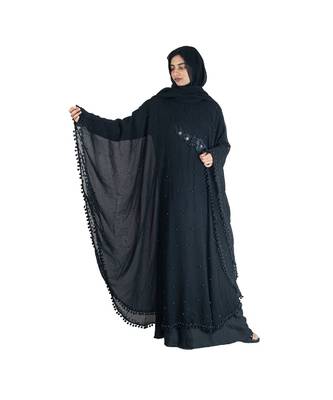 Black brasso art silk abaya 5