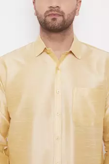 Gold Woven Silk Blend Shirt