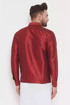 Maroon Woven Silk Blend Shirt