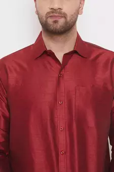 Maroon Woven Silk Blend Shirt