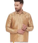 Gold Woven Silk Blend Shirt
