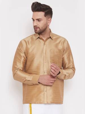 Gold Woven Silk Blend Shirt 2